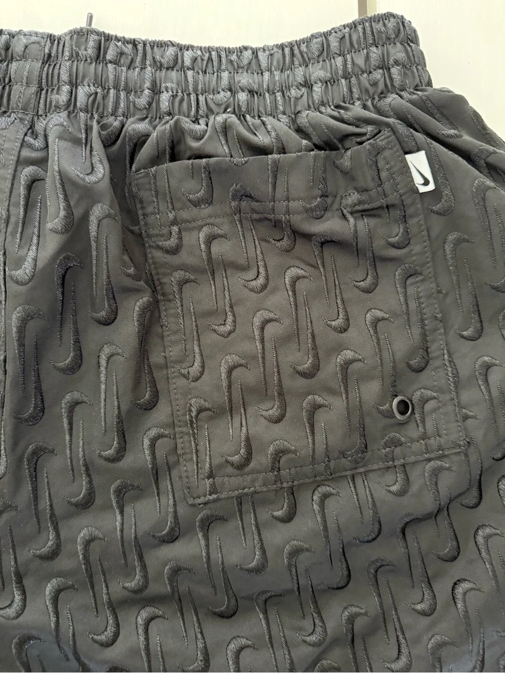 Nike Swim Black Embroidered Swoosh Volley Shorts Large